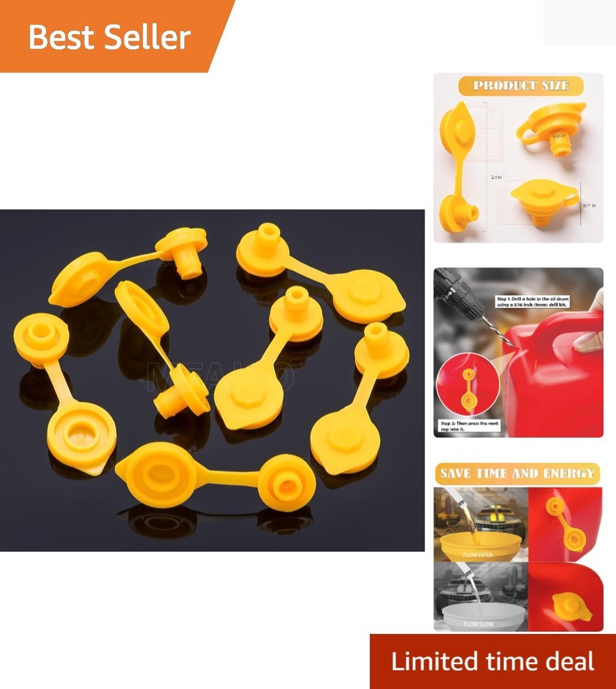 5-Pack Gas Can Vent Cap Kit – Yellow Vent Plugs for Old Style Water & Gas Jug…