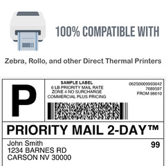 1000 4×6 Fanfold Thermal Labels Direct Shipping Label for Zebra Rollo Printers
