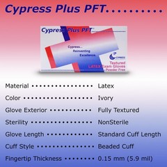 Cypress Plus PFT Latex Exam Glove Standard Cuff Length MEDIUM 1000 per Case