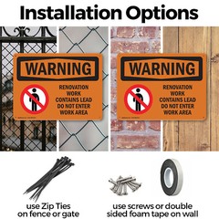 (2 Pack) Renovation Work Contains Lead Do Not Enter OSHA Warning Sign Decal