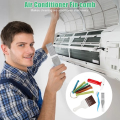 Air Conditioner Fin Cleaner Set Fin Comb Condenser Straightener Cleaning Brush