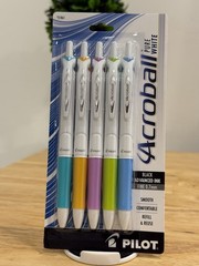 Pilot Acroball Purewhite Ballpoint Pen Fine Point 5 Count Assorted Colors