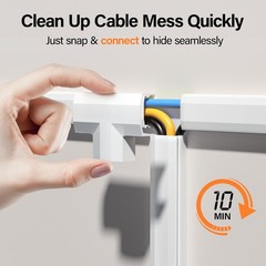Mudeela Self Adhesive Cable Duct White, 8m PVC for Tidy and Safety