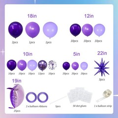 25+149pcs Double-Sided Purple Balloon Wall Kit – 25 Dark/Light Purple Foil Sq…