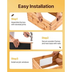 VEVOR Bee Hive Langstroth Kit 20 Deep & 20 Medium Frames with Acrylic Windows