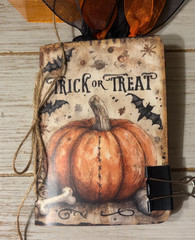 Junk Journal Handmade Booklet Book Vintage “Halloween Dogs” Pockets, Ephemera