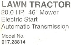 Sears Craftsman DLS4500 20.0 h.p Hydro 46″ Lawn Tractor 917.288141 Owners Manual