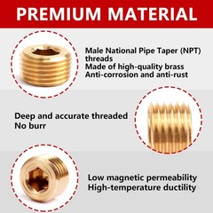 20PCS 1/4″ 1/8″ 3/8″ 1/2″ NPT Male Pipe Plug Brass Internal Kit-20pcs, Yellow
