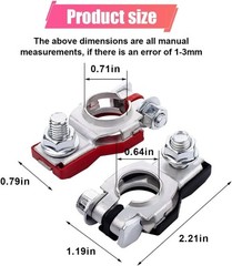 Corrosion Resistant Top Post Battery Terminal Clamps with 2 Washers, 1 Pair