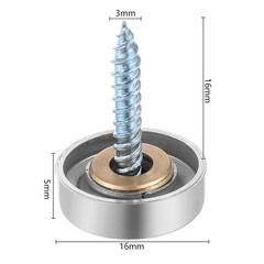 20 Pieces Stainless Steel Screw Cover Cap, 0.63″/16Mm Diameter Mirror