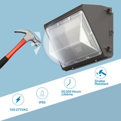 3Pack 120W LED Wall Pack Light Outdoor Commercial Industrial Security Lighting
