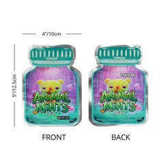 100X Vibrant Print Jar Mylar Storage Bag 3.5g Resealable Airtight Zipper Pouches