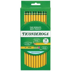 Ticonderoga Wood-Cased Pencils, Unsharpened, 2 1 Count (Pack of 12), Yellow