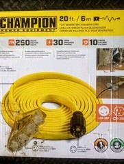 Champion Power Equipment 20ft 30A Generator Flat Extension Cord