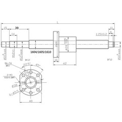 SFU1610/1605/1204/2005 Ballscrew 250MM-1500MM with Single BallNut Length CNC
