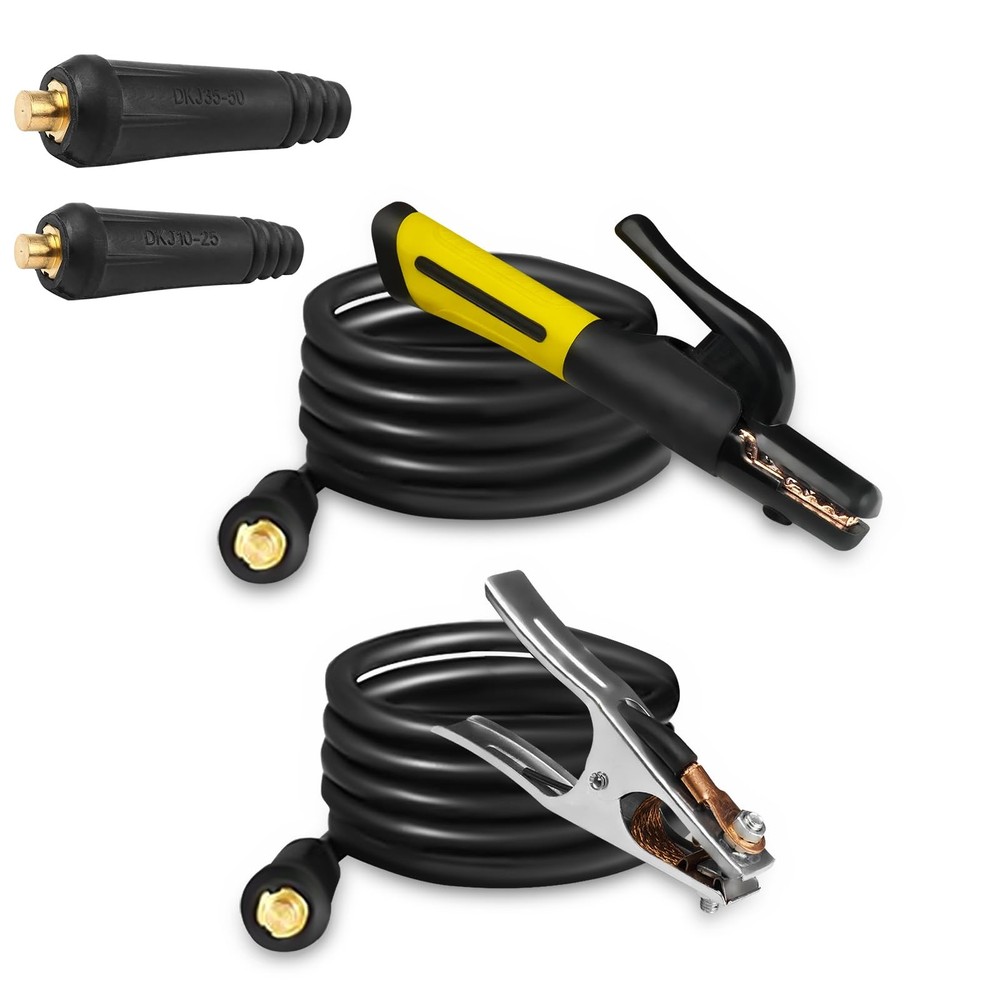 600A Stick Welder Electrode Holder Set with Cable & Ground Clamp for ARC Welding