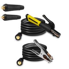 600A Stick Welder Electrode Holder Set with Cable & Ground Clamp for ARC Welding