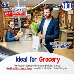 MT Products White Paper Bags – 10 lbs. Disposable Paper Lunch Bags – Pack of 500