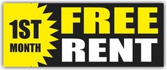 1ST MONTH FREE RENT Advertising Banner Vinyl Sign Realtor Room Office House