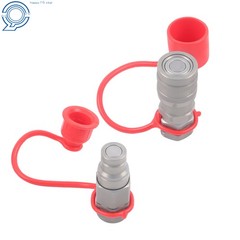 3/8″ Flat Face Hydraulic Quick Coupler Set w/ Dust Caps 3/8″ NPT