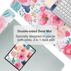 Colorful Star Large Mouse Pad, 31.5L x 15.7W inches, Watercolor Pink Flower