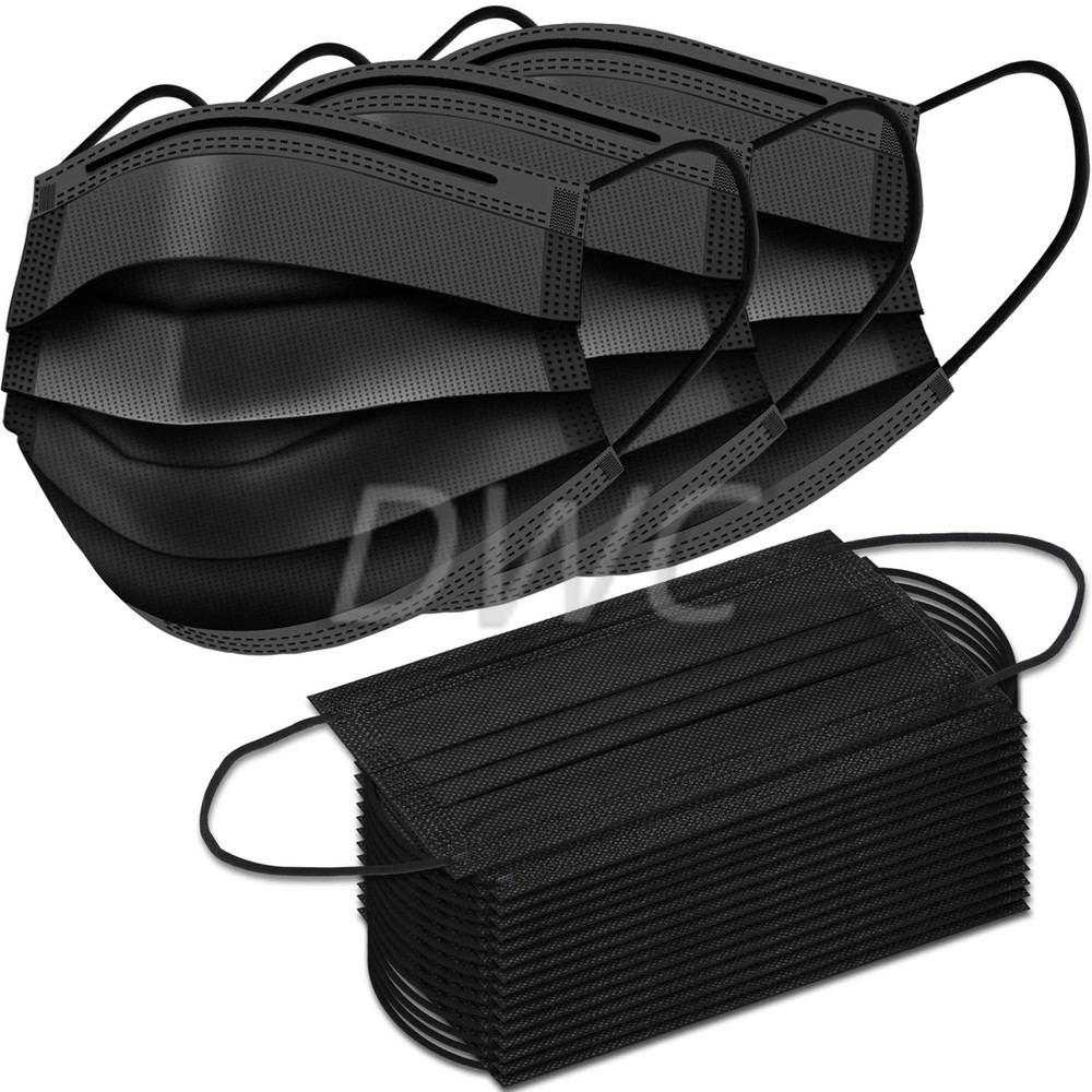 50 Pack – 3-Ply Black Disposable Face Mask Ear-loop Mouth Cover USA Seller