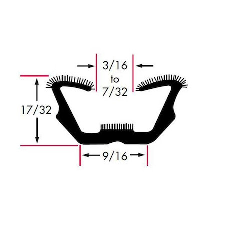 Fairchild 0634-8 Edge Trim, Epdm, 8 Ft Length, 9/16 In Overall Width, Style: