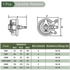 50W 20 Ohm Ceramic Rheostat Adjustable Resistor High Power W Style: 50W 20 Ohm