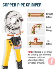 Hydraulic Copper Tube Fittings Crimping Tool Kit for PEX Pipe, 1/2″-1″ Press Pli