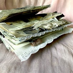 Handmade Authentic Vintage Junk Journal Book 90 Pgs Layered Lace Pockets Diary