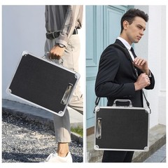 13x10x2.75 Inch Aluminum Briefcase Key Lock Clipboard Storage Box Case Protect
