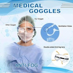 Full Sealed Safety Goggles Over Glasses Anti Fog Clear Lens Lab Eye Protective
