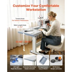 Uimoso Industrial Sewing Machine Set with Lockstitch and 550W Servo Motor