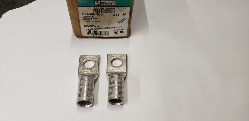2-PC Panduit LCA300-58-X Copper Compression Lug 1 Hole Std Barrel 5/8″ Stud NEW