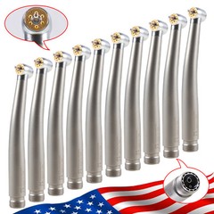 1-10 Dental 6 LED E-generator Fiber Optic High Speed Handpiece 2Hole 6 Sprays