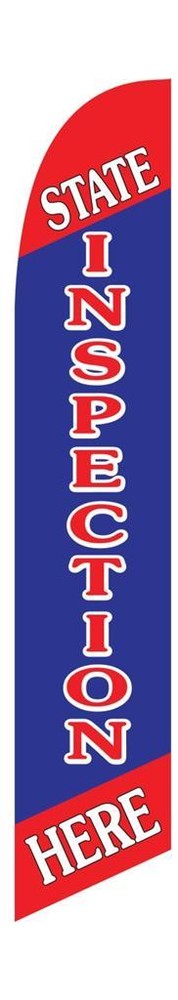 State Inspection Here 12ft Feather Banner Swooper Flag – FLAG ONLY