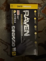 SAS Raven Black Nitrile Gloves Powder Free New 7mil Version (100 Gloves/Box)