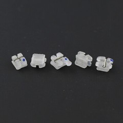Orthodontic Ceramic Brackets w/Metal Slot 022 018 Roth MBT 3 Hook Braces Clarity