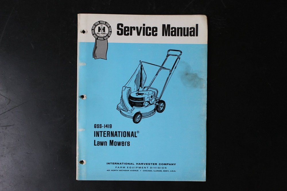 Vintage INTERNATIONAL GSS-1419 Lawn Mowers Service Manual 1971 OEM Repair
