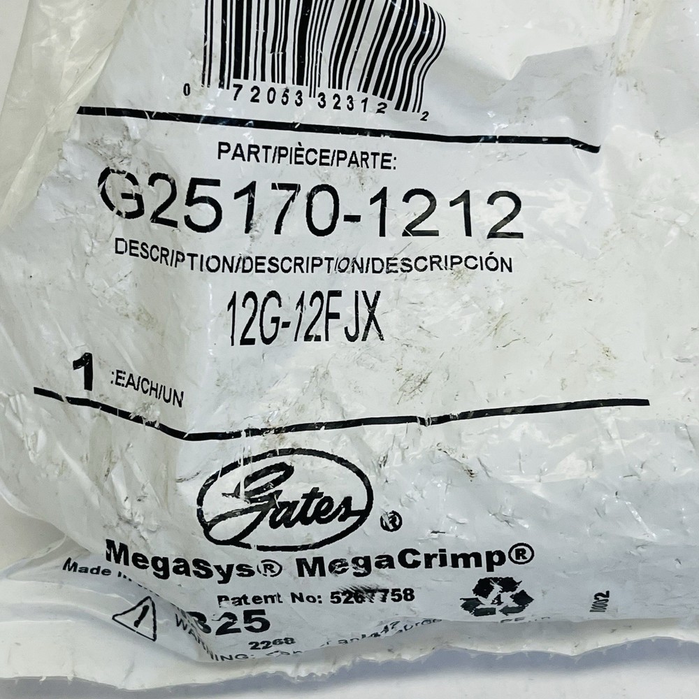 GATES 12G-12FJX HYDRAULIC HOSE CRIMP FITTING G25170-1212