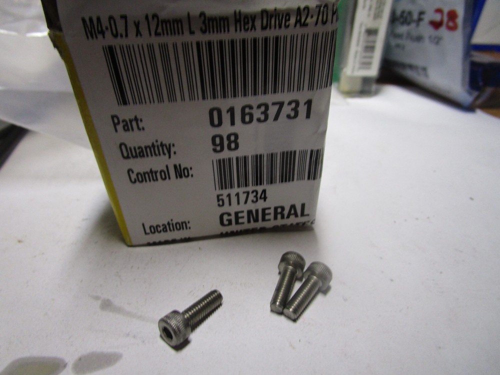 M4-0.7 x 12mm L 3mm Hex A2-70 Plain Stainless Steel Socket Head Cap Screw QTY 98