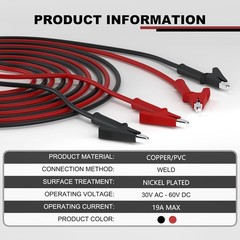 Corrosion-Resistant 14 AWG Leads with Alligator Clips – 19A Max Support