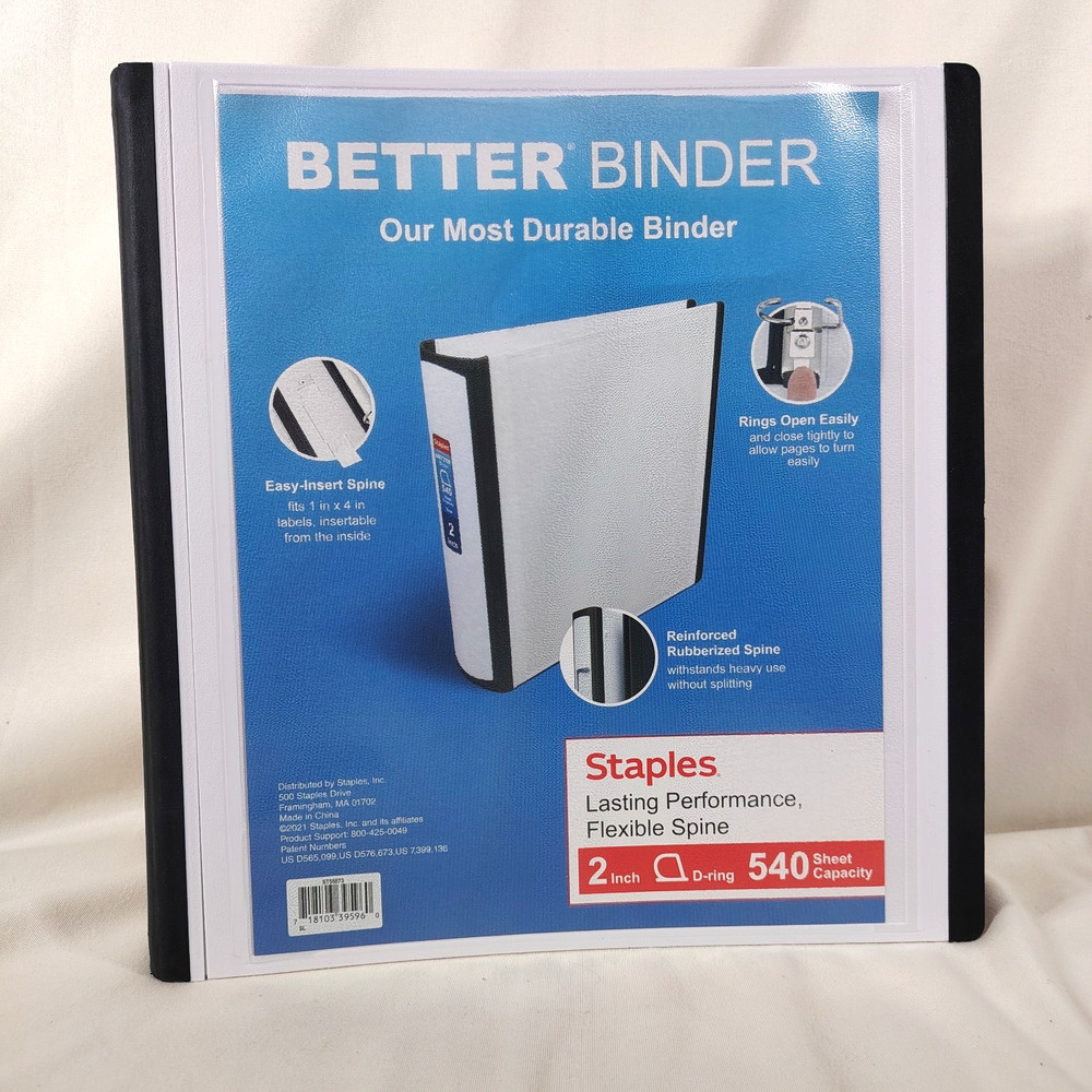 7 Pack ~Staples Better 2-Inch 3-Ring Binder, White – Heavy-Duty. Rubber corner