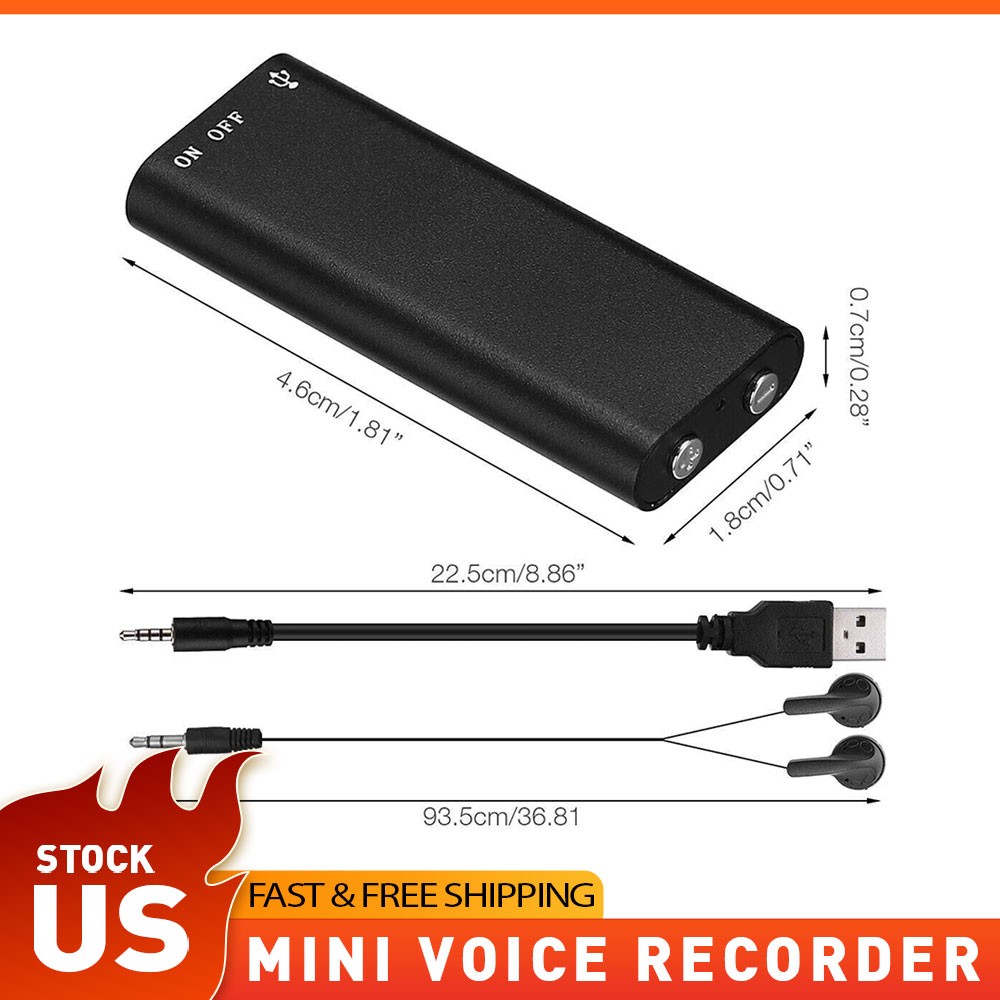 16GB Mini Spy Audio Recorder Voice Activated Office Listening Device 352Hrs
