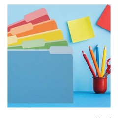 100 Blue Summit Supplies Colorful File Folders with Tabs, 100 pack MultiColored