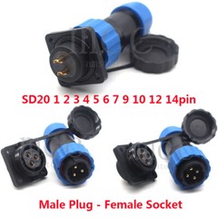 SD20 1-14pin Bulkhead Aviation Waterproof IP68 Plug Socket Power Cord Connector