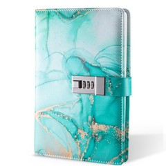 Diary with Lock, A5 Lockable Journal, PU Leather 8.6×5.9 inches, Cyan