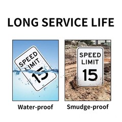 Large Speed Limit 15 MPH Sign, 18″x 12″ .04″ 18” x 12”, Reflective Yellow