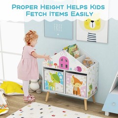 Costzon Kids Dollhouse Bookshelf Wooden Bookcase For Children Toy Storage
