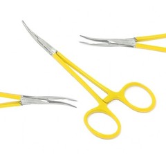 Premium Kelly Hemostat Forceps 5.5″ Curved “Fine” Locking Handle “Yellow” Color